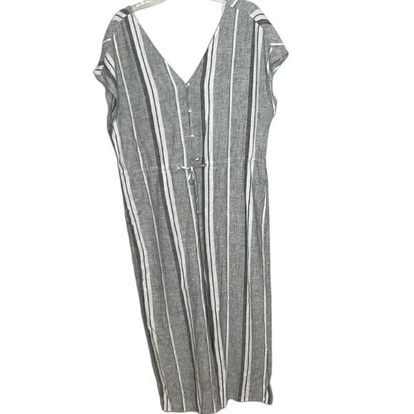 Cloth & Stone White/Grey Stripe Linen/Rayon Wide Leg Jumpsuit. Size Large. - Picture 1 of 10